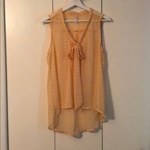 Yellow/White Printed Sheer Tank